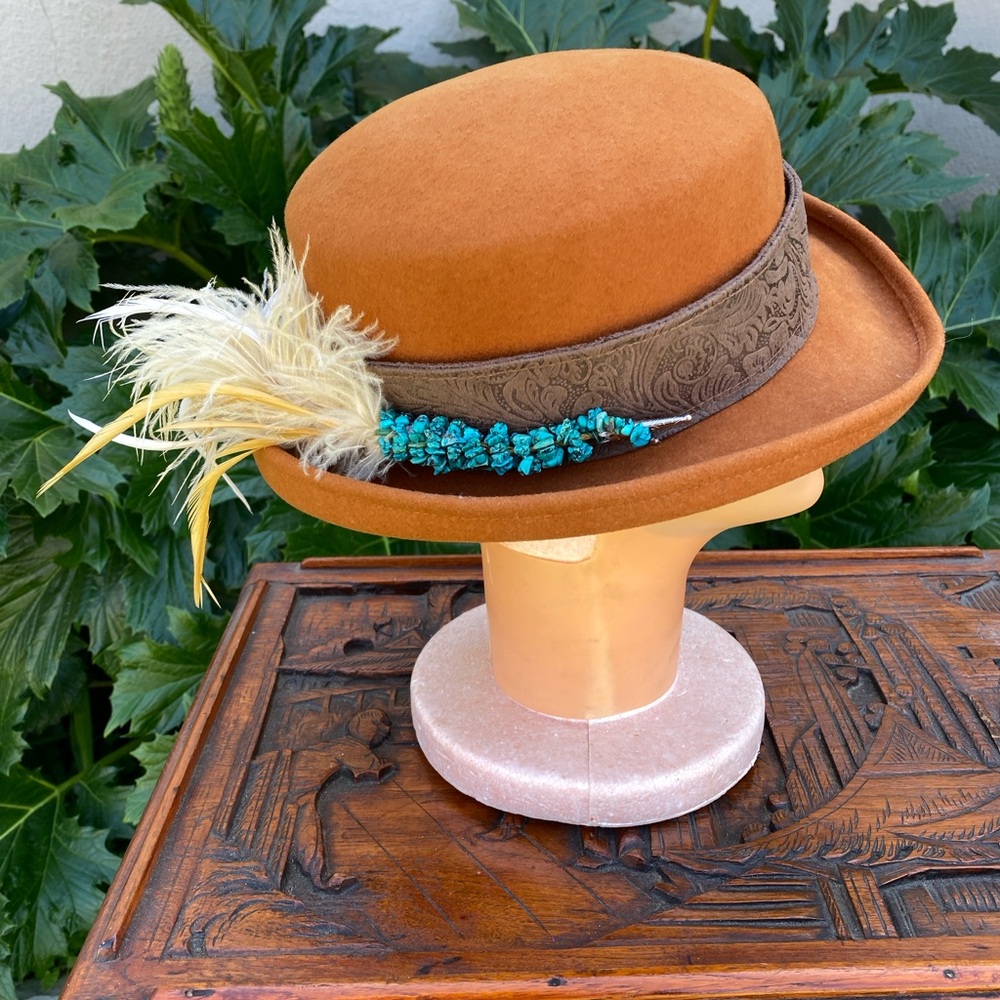 Stylish Brown Feathered Women's Hat